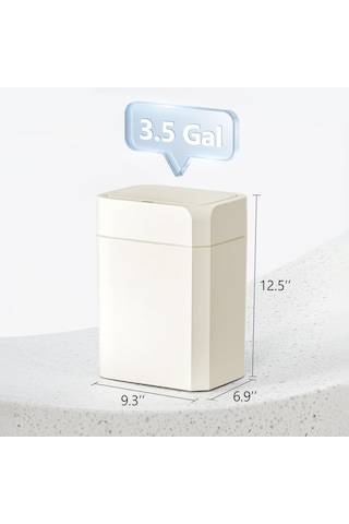Qfdr Hareket Sensörlü Çöp Kutusu, Kapaklı 3,5 Galon Otomatik Beyaz