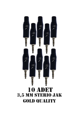 3.5 Mm Stereo Çivi Jak Lehim Tipi Fiş Kulaklık Aux Bilgisayar Ses Kablosu Giriş Tamir Jakı 10 Adet Siyah