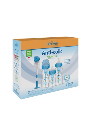 Dr Brown's Geniş Ağız Anti Kolik Options+ Pp Biberon Seti Mavi