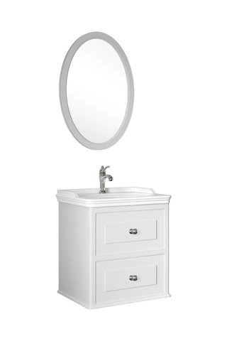 Kale Miro 65 Cm Mat Beyaz Banyo Dolabı Takımı Beyaz