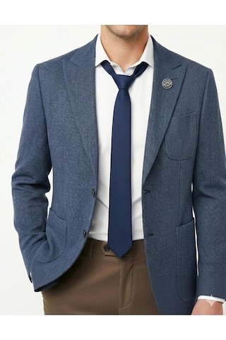 Presto Erkek Slim 6 Drop Örme Torba Cep Ceket Mavi 1639-004 Mavi