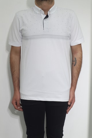 Santa Dmctekstil Erkek Desenli Spor Kesim Rahat Kalıp Polo Yaka T-shirt Beyaz