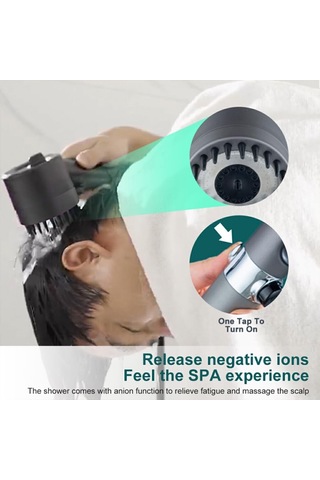 Qianfan Masajlı Filtreli 3 Fonksiyonlu Siyah El Duşu, Siyah