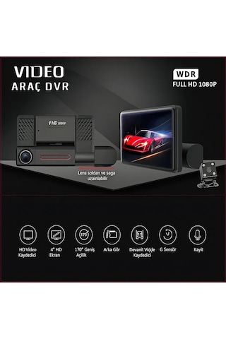 3 Yönlü Araç Kamerası 1080P Full HD Gece Görüş Geri Görüş | Wifi | G-Sensör |