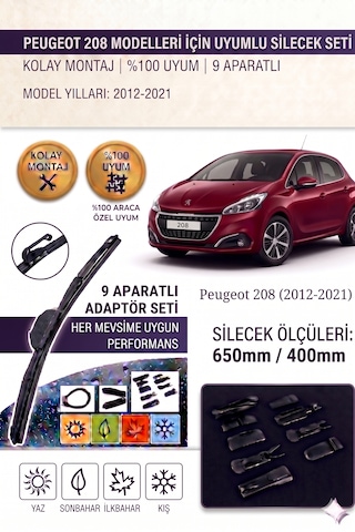 Peugeot 208 Ön Cam Silecek Takımı 2012-2021