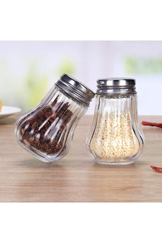 Kapaklı 10/15ml Baharat Şişesi Şeffaf Cam Tuz Kavanozu Dayanıklı Baharatlıklar Barbekü 5