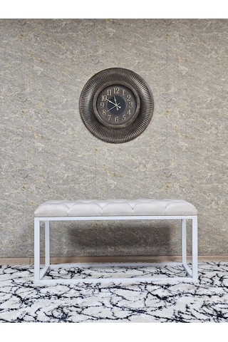 Zafir Beyaz Boyalı Diktörtgen 100 Cm X 40 Cm Oturak Puf - Bench - Makyaj Oturağı - Oturak Krem
