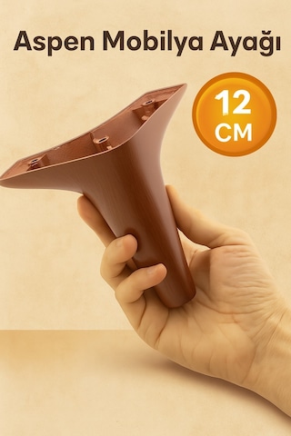 Aspen Mobilya Ayağı 12 Cm Ahşap Desenli Kanepe Koltuk Tv Ünitesi Baza Uyumlu Kahverengi