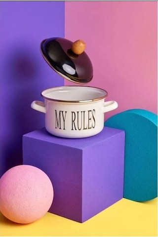Miss Betty Emaye Tencere Fildişi 16 Cm Motto Series-63455 Krem - Siyah