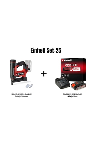 Einhell TCBNLI3508 Set-25 TE-CN 18/32 Li - Solo Akülü Zımba Çivi Tabancası + Einhell 18v 2.5AH Pxc Starter Kit Akü & Şarj Cihazı
