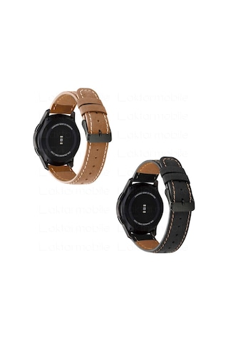 Samsung Uyumlu Galaxy Watch 3 45 Mm Deri Kordon Premium Dikişli Deri Kay