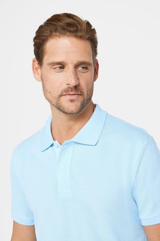 Tudors Erkek Slim Fit Dar Kesim %100 Pamuk Düz Pike Mavi Polo Yaka Tişört-30491 Mavi