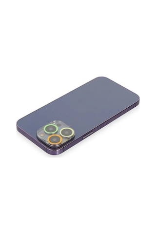 iPhone Uyumlu 13 Pro Renkli Kamera Lens Koruma Cam - Sarı-turuncu
