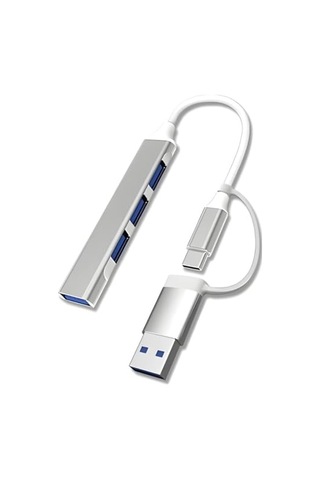 Lunatic 3360 Usb 3.0 Type C Hub 4 Port Çoklayıcı Çoğaltıcı Çevirici Dönüştürücü Adaptör 2'si 1 Arada Usb