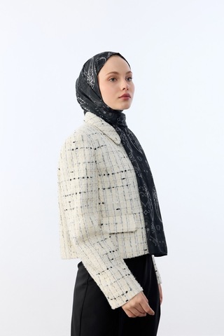 Mirsoy Scarf Asya Etnik Desen Şal Siyah