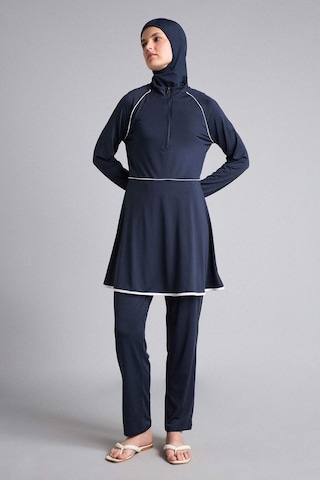 Defacto Regular Fıt 4lü Beyaz Biyeli Lacivert Burkini Mayo G8873ax26smnv31 Lacivert-nv31