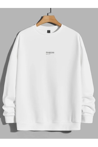 Adrift Coko Serisi Manfinity Homme Letter Graphic Pullover Beyaz