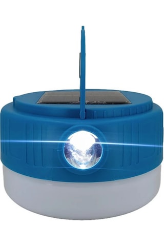 Kamp Lambası Solar Şarjlı El Feneri Usb Type-c Şarj Powerbank Mavi