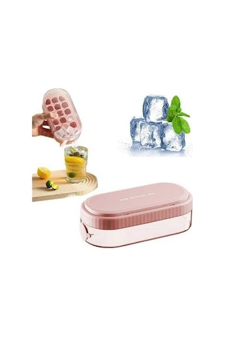 Besthome1 18 Hücrelü Basma Silikon Buzluk Kalıbı - Kapaklı Hijyenik, Kolay Doldurma Ve Buz Çıkarma, Mutfak Gereci Pembe Çok Ren Çok Renkli