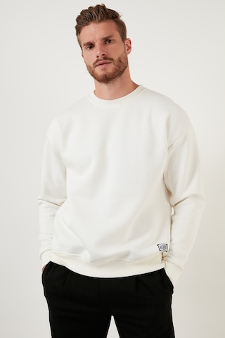 Buratti Regular Fit Bisiklet Yaka Pamuklu Içi Tüylü Yumuşak Şardonlu Erkek Sweat 5905255 Ekru