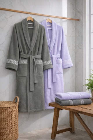 6 Parça Aile Bornoz Seti Yüksek Emici, Dayanıklı & Yumuşak Doku, %70 Pamuk %30 Polyester Kahverengi