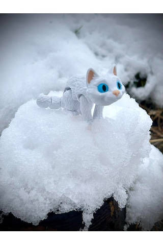 Kedi Oyuncak Mavi Gözlü Beyaz 3d Hareketli Organik Vip - Orta Boy