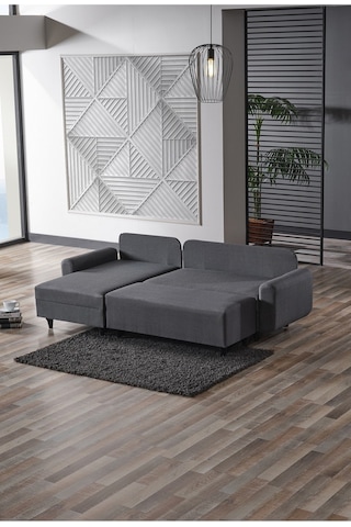 Kagu Corner Flavia Köşe Takımı Puflu Koyu Gri