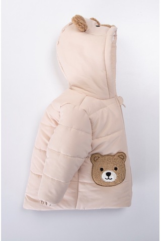 Xo Kids Ayıcık Nakışlı İçi Polarlı Kapüşonlu Şişme Erkek Çocuk Mont 2-6 Yaş 51429 Bej