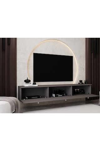 Melura Tv Ünitesi - Tv Sehpası 180 Cm Duvara Monte %100 Mdf Gri