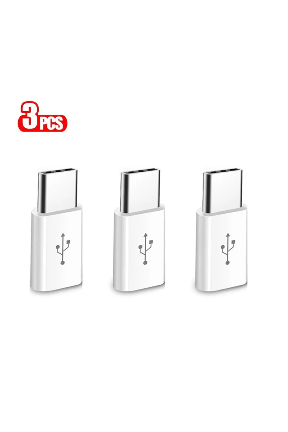 3 Adet Micro To Type-c Usb Dönüştürücü Otg Çevirici Adaptör Şarj Kablosu Adapteri Beyaz 1