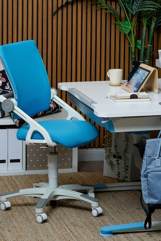 Creo Mobili Yükseklik Ve Sırt Ayarlı Sirius Çalışma Sandalyesi Ofis Ve Bilgisayar Koltuğu Mavi/mavi Gri