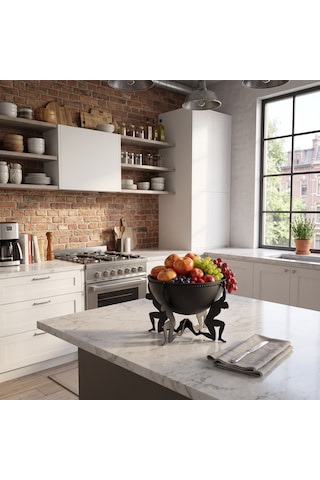 Modern İnsan Figürlü Metal Dekoratif Kâse Benzersiz Mumluk, Masaüstü Dekoru Ve Düzenleyici Paşa Craft House Siyah