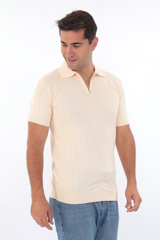 Monox Erkek Polo Yaka Fermuarlı Spor Yazlık Triko Tişort Bej