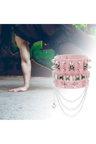Unisex Rock Sivri Uçlu Punk Bilezik Cilt Dostu Vintage Mücevher Bilekliği Bileklik, Gençler İçin Doğum Günü Hediyesi Çok Renkli