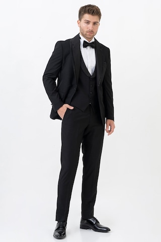 White Stone Ecatepec D113 Slim Fit Şal Yaka Damatlık Takım Elbise Siyah - 44 Siyah