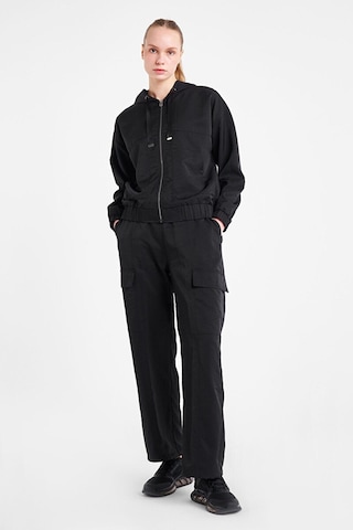 Lescon 25ntbl002146 Kadın Fermuarlı Kapşonlu Sweatshirt Siyah