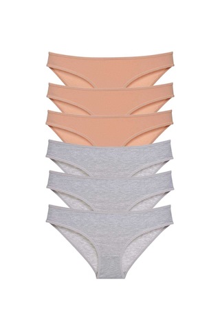 Royaleks 6 adet Süper Eko Set Likralı Kadın Slip Külot Ten Gri RYL-EKO6016 Gri