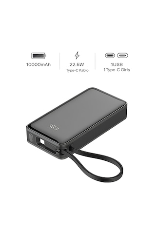 Deanb PW109 10000 mah 22.5w Hızlı Şarj Dahili Type-c Kablo Usb-type-c Giriş Powerbank