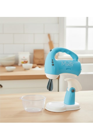 Sesli Işıklı Pilli 360 Derece Dönen Full Fonksiyon Mikser- Pilli Mixer Oyuncak Mikser Hamur Makinesi Mavi