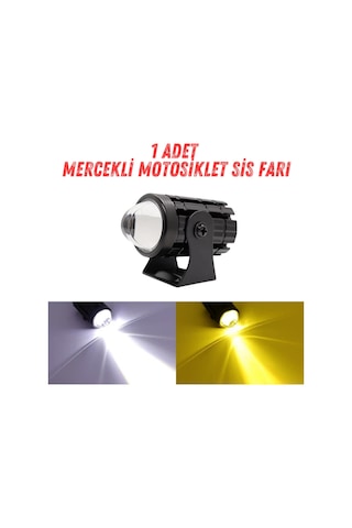 1 Adet Motosiklet Scooter Atv Uyumlu Mercekli Sis Farı Sarı-beyaz Çift Renk 12v 50w