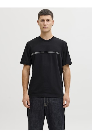Jack & Jones Erkek Bisiklet Yaka Minimal Logo Baskili Tisört - Fusion - 12289936 Siyah