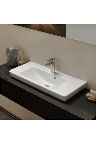 Turkuaz Seramik Cerastyle Porto Etajer Uyumlu Lavabo 65 x 38 CM