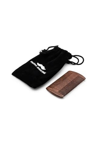 Sandal Ağacı Sakal & Bıyık Tarağı,%100 Doğal Sandal Ağacı, İki Farklı Diş Yapısıyla Gündelik Bakım Sağlar, Statik Elektriği Önler, Keseli Şık Ve Taşınabilir Sakal Tarağı