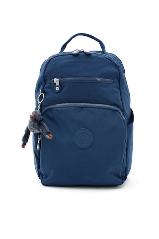 Sanmorris 3011 Unisex Suya Dayanıklı Krinkıl Kumaş Çok Gözlü Orta Boy Laptop Okul Ve Sırt Çantası Lacivert