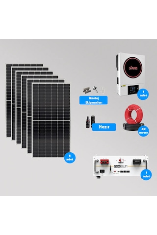 Cks Enerjı 6.2 Kw Lityum Akülü Hazır Solar Paket Kolay Kurulum Orta Paket