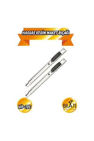 Dar Hassas Kesim Profesyonel Maket Bıçağı Metal Klipsli 2'li Set