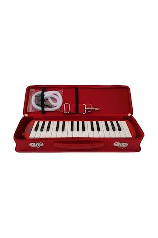 Kırmızı Melodika Kutu Çantalı 32 Tuş