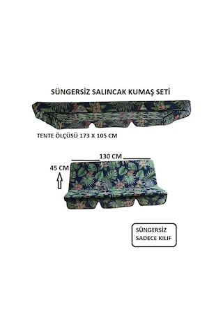 Süngersiz Salıncak Minder Seti Tenteli Bahçe Minderi 2 Kişilik Süngersiz Yeşil Yaprak Yeşil