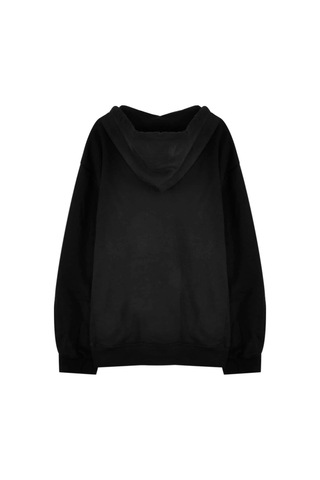 Tarzsokak Unisex Siyah Cec Baskılı Oversize Kapüşonlu Hırka