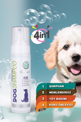 Vetorin 4 in 1 Koku Önleyici Nemlendirici Doğal Tüy Bakımı Probiyotikli Köpek Şampuanı 200 ML